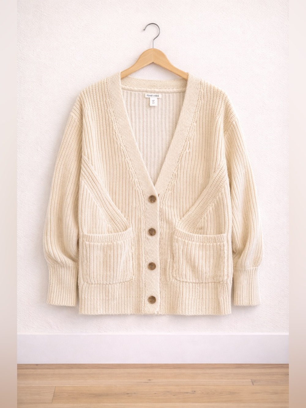 Nine West Cream Button Front Cardigan Chunky Knit Cozy Sweater Size XS